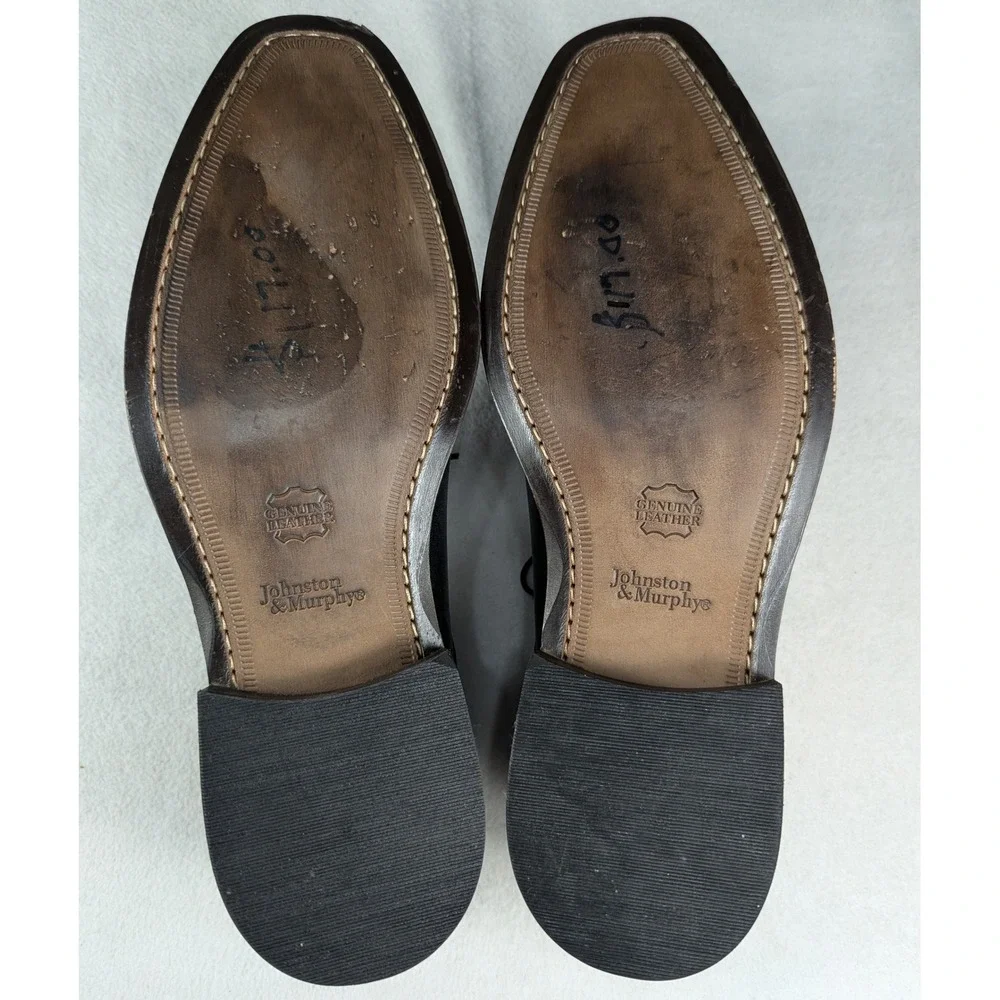 Johnston & Murphy Sanborn Plain Toe Mens Dress Shoe Size 10M Black Leather